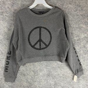 Fifth Sun Cropped Top Medium Women's NWT Gray Long Sleeve Cotton Blend M